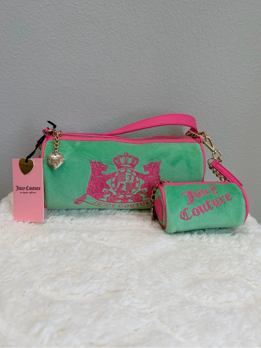💖JUICY COUTURE RETRO GREEN💚CHOOSE SCOOTIE DOGS BARREL SATCHEL
